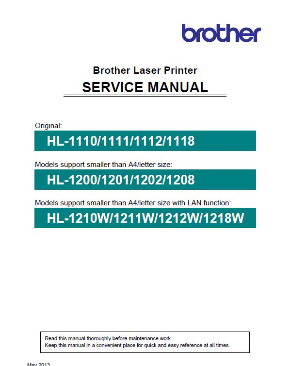 Brother HL-1200/1201/1202/1208/1210W/1211W/1212W/1218W Service Manual