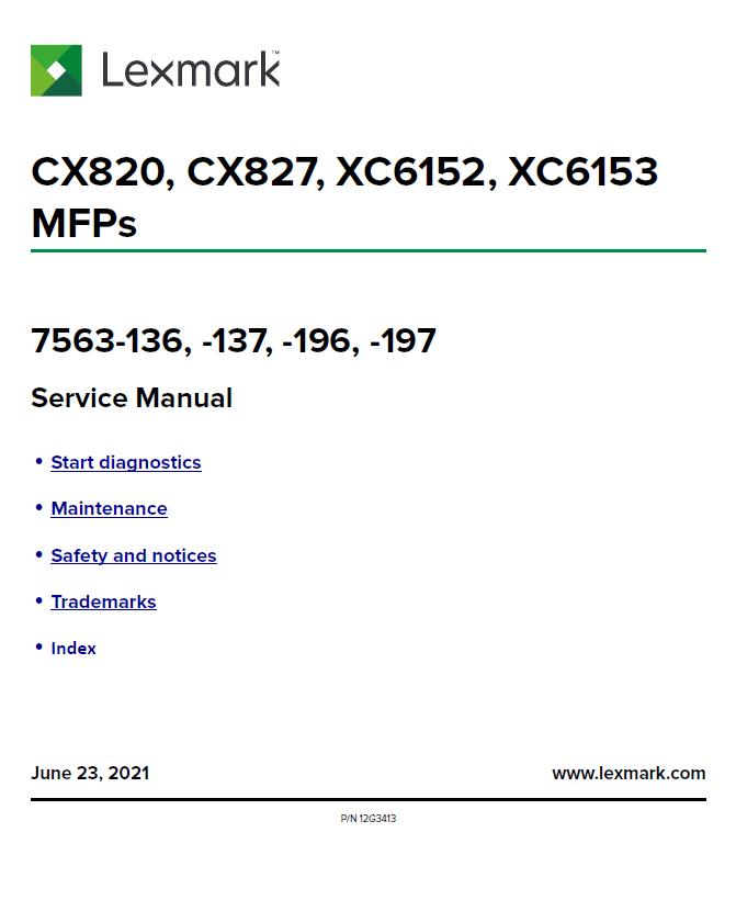 Lexmark CX820/CX827/XC6152/XC6153MFPs Service Manual