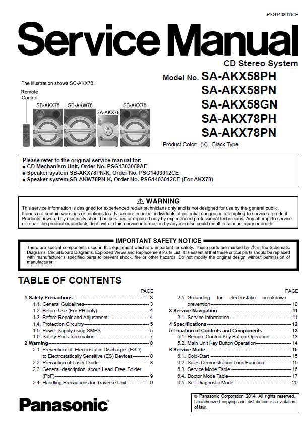 Panasonic SA-AKX58/AKX78 Service Manual