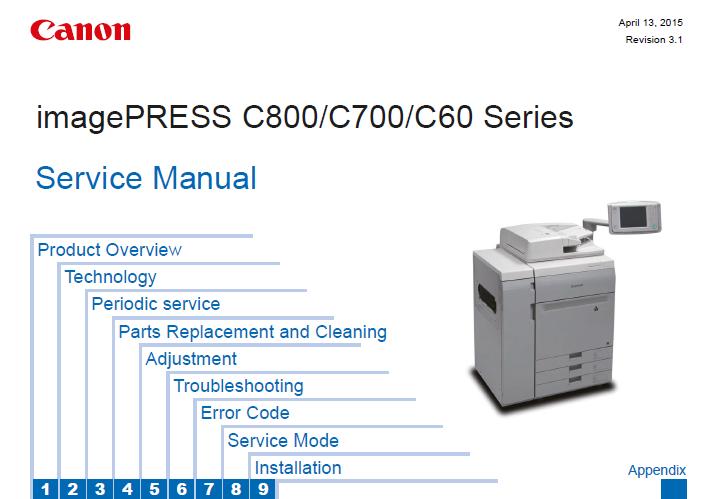 Canon imagePRESS C700/imagePRESS C800/imagePRESS C60 Series Service Manual