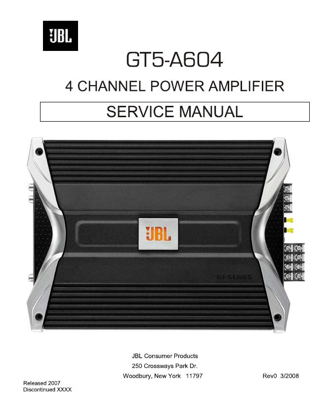 JBL GT5-A604 Service Manual