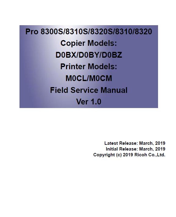 Ricoh Pro 8300S/8310S/8320S/8310/8320 Service Manual