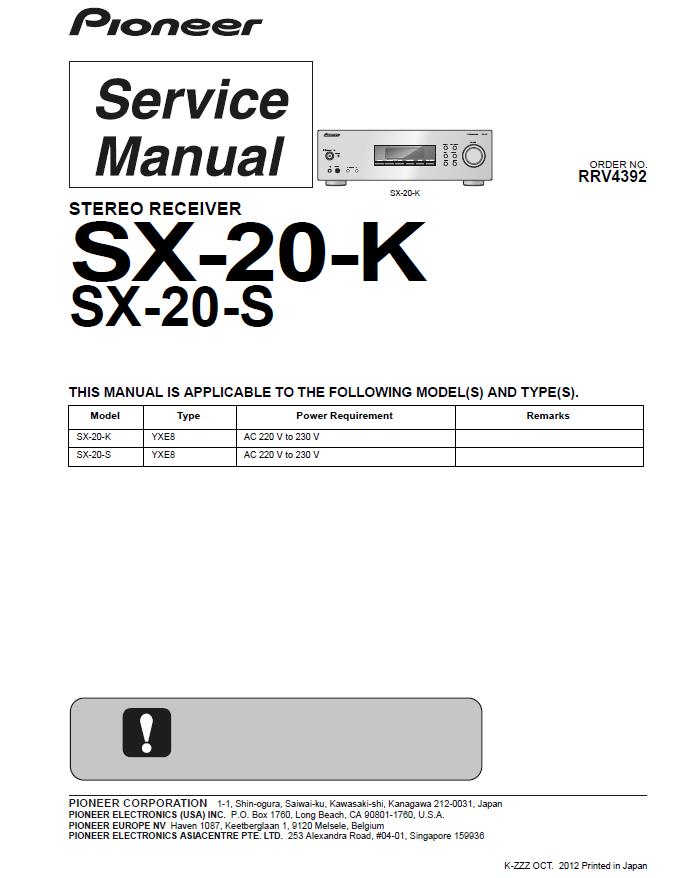Pioneer SX-20-K/SX-20-S Service Manual