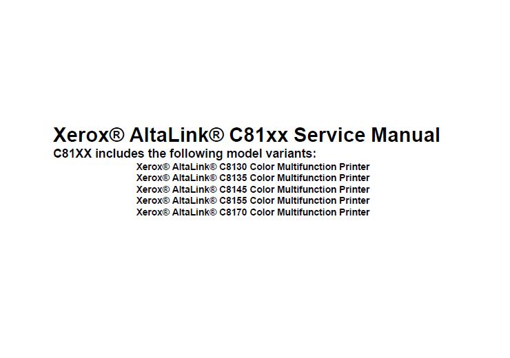 Xerox AltaLink C8130/C8135/C8145/C8155/C8170 Service Manual