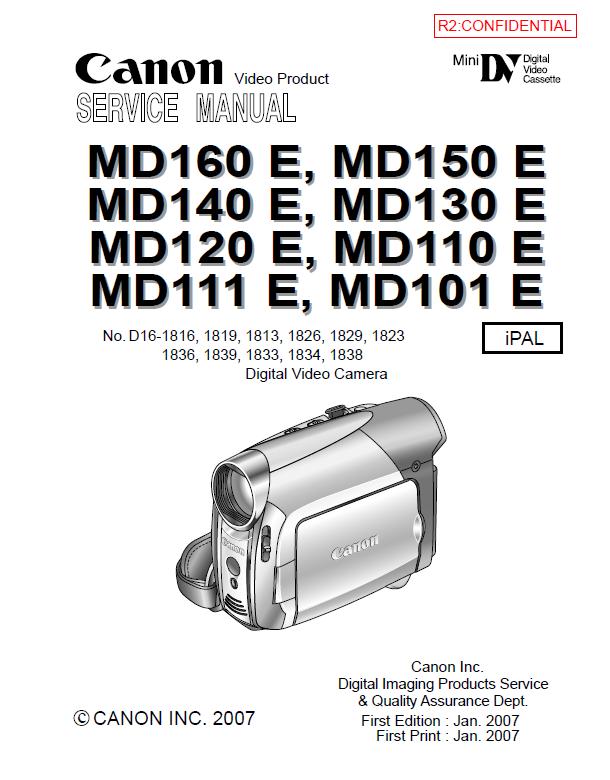 Canon MD101 E/MD110 E/MD111 E/MD120 E/MD130 E/MD140 E/MD150 E/MD160 E Service Manual