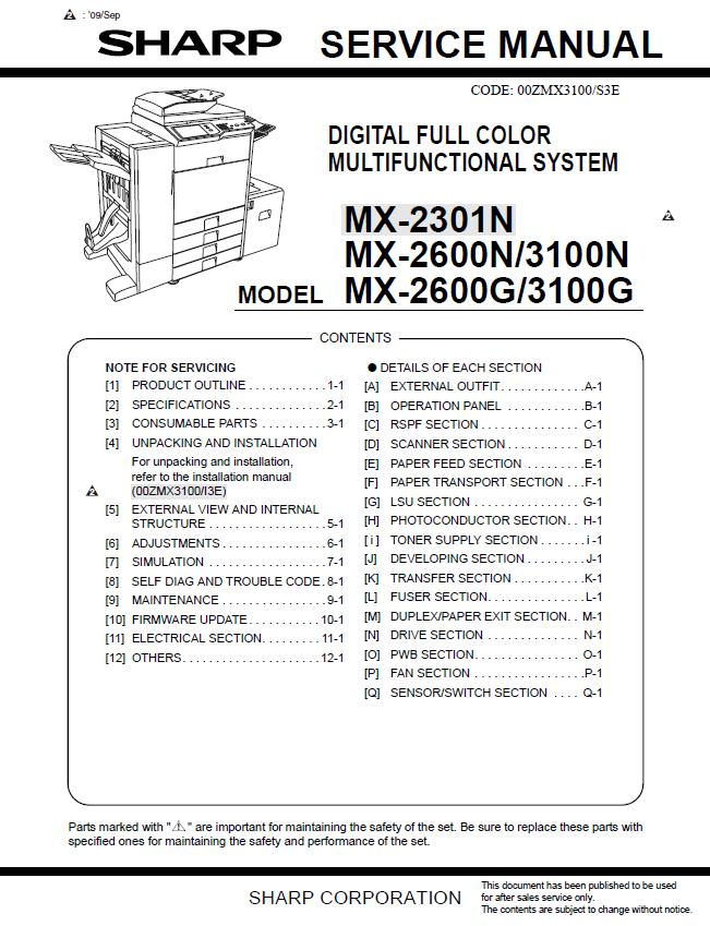 Sharp MX-2301N Service Manual