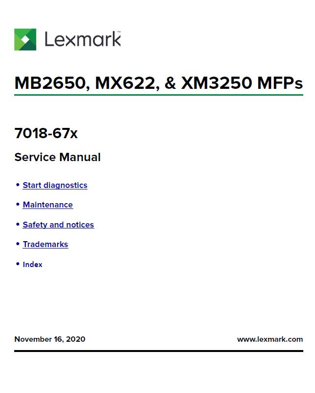 Lexmark MB2650/MX622/XM3250 Service Manual