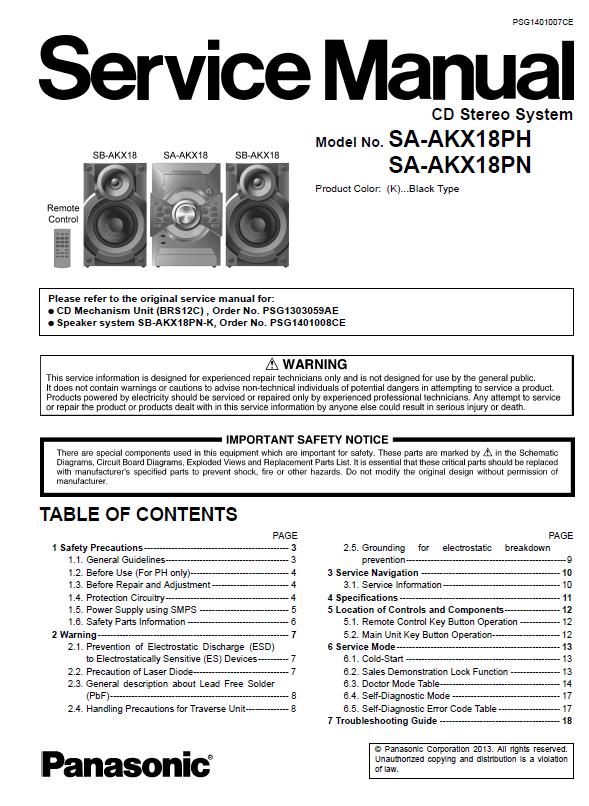 Panasonic SA-AKX18PH/SA-AKX18PN Service Manual