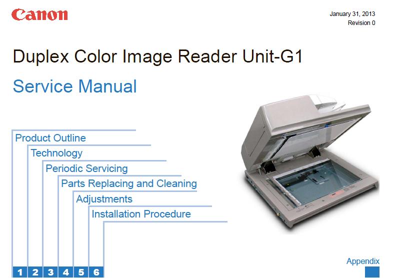Canon Duplex Color Image Reader-F1/Duplex Color Image Reader Unit-G1  Service Manual :: Canon Options Service Manuals :: CANON