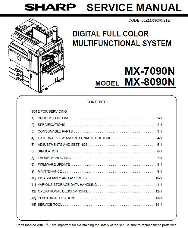 Sharp MX-7090N/MX-8090N Service Manual