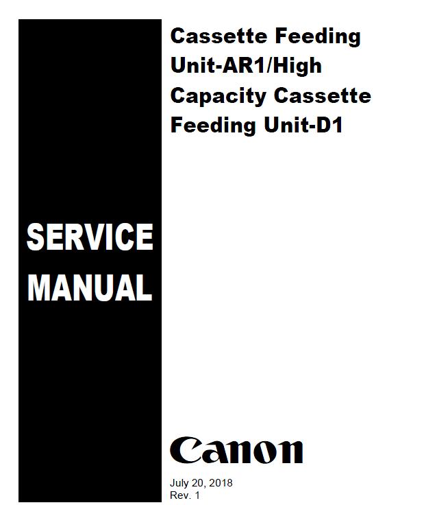 Canon Cassette Feeding Unit-AR1/High Capacity Cassette Feeding Unit-D1 Service Manual