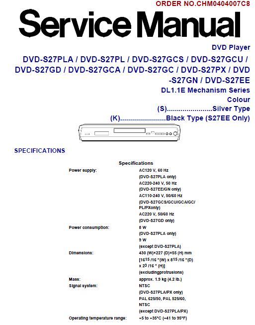 Panasonic DVD-S27 Service Manual