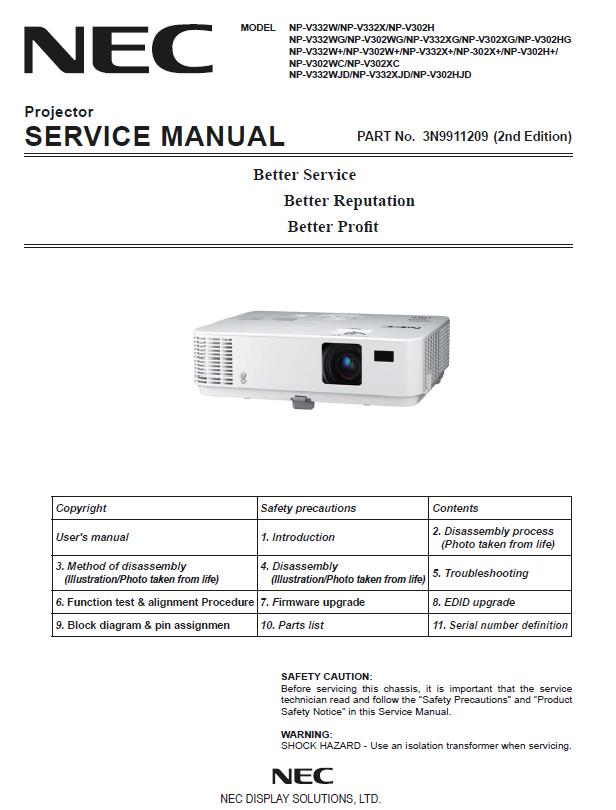 NEC NP-V302/NP-V332 Service Manual