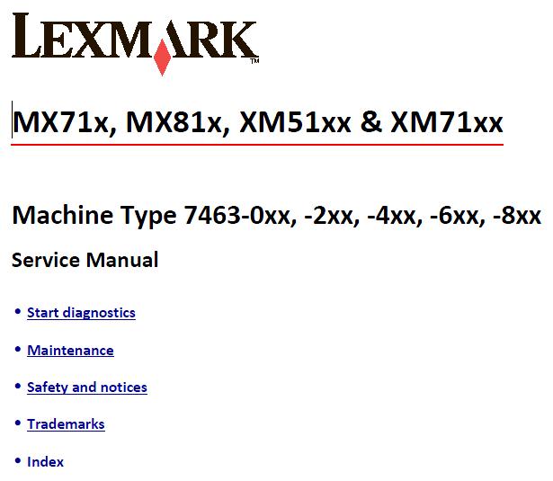 Lexmark XM5163/XM5170/XM7155/XM7163/XM7170 Service Manual