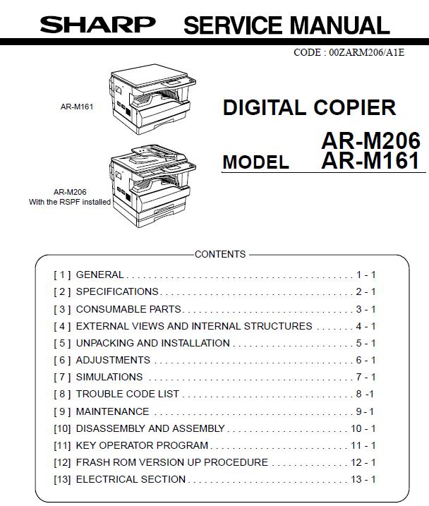 Sharp AR-M161/AR-M206 Service Manual
