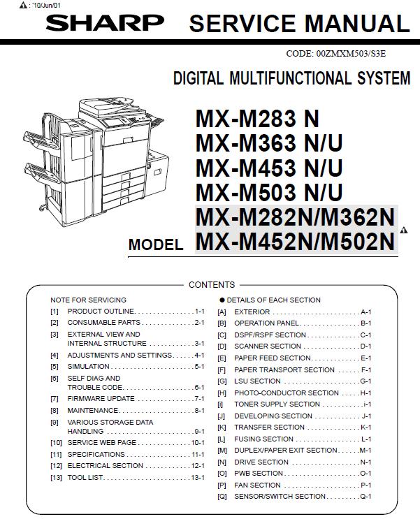 Sharp MX-M282N/M283N/MX-M362N/M363N/U/MX-M452N/M453N/U/MX-M502N/M503N/U Service Manual
