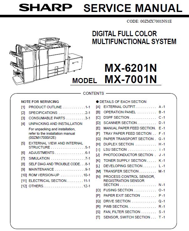 Sharp MX-6201N/MX-7001N Service Manual