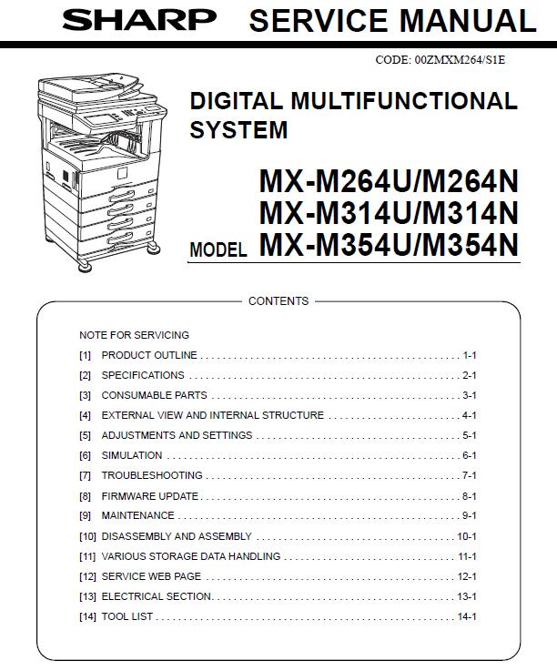 Sharp MX-M264U/MX-M264N/MX-M314U/MX-M314N/MX-M354U/MX-M354N Service Manual