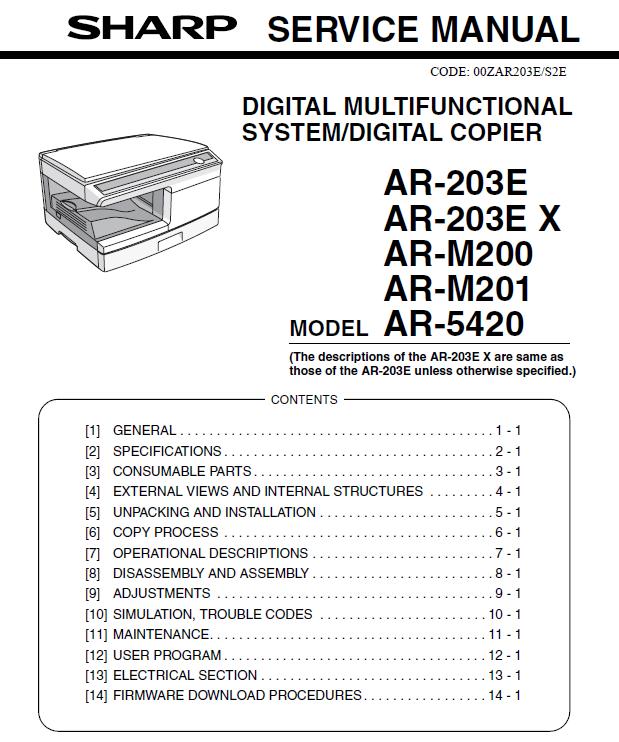 Sharp AR-M200/M201/AR-203E/AR-5420 Service Manual