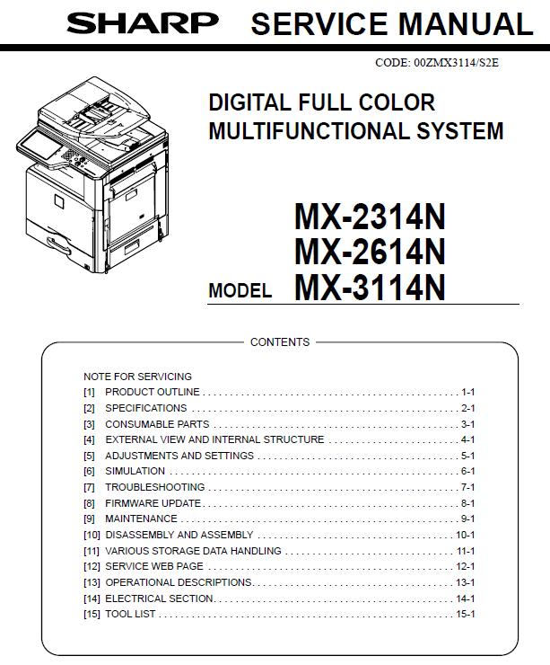 Sharp MX-2314N/MX-2614N/MX-3114N Service Manual