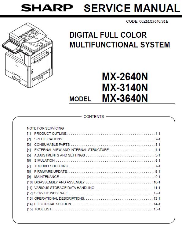 Sharp MX-2640N/MX-3140N/MX-3640N Service Manual