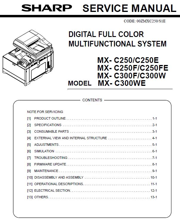 Sharp MX-C250/E/F/FE/MX-C300F/W/WE Service Manual
