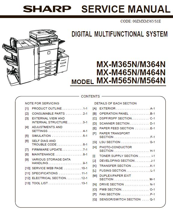 Sharp MX-M364N/MX-M365N/MX-M464N/MX-M465N/MX-M564N/MX-M565N Service Manual