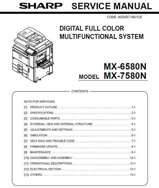 Sharp MX-6580N/MX-7580N Service Manual