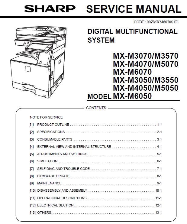 Sharp MX-M3050/M3070/M3550/M3570/M4050/M4070/M5050/M5070/M6050/M6070 Service Manual