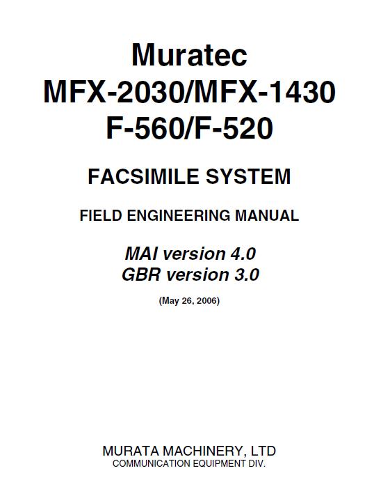 Muratec F-520/F-560/MFX-1430/MFX-2030 Service Manual