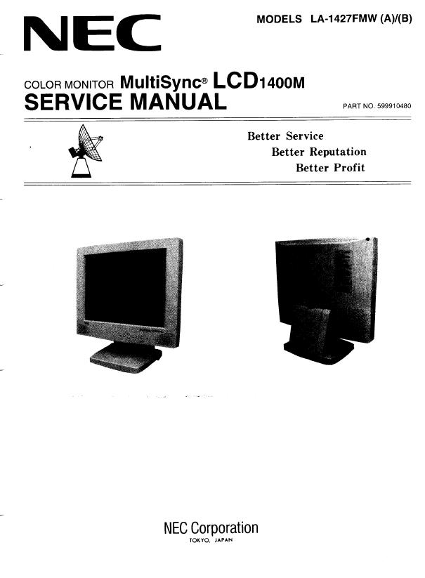 NEC MultiSync LCD1400M Service Manual