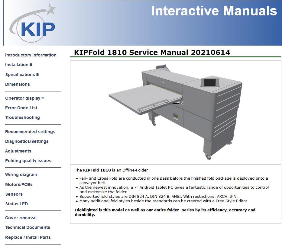 KIP Fold 1810 Service Manual