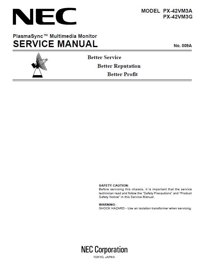 NEC PlasmaSync PX-42VM3 Service Manual