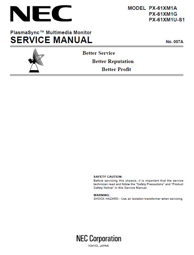 NEC PlasmaSync PX-61XM1 Service Manual