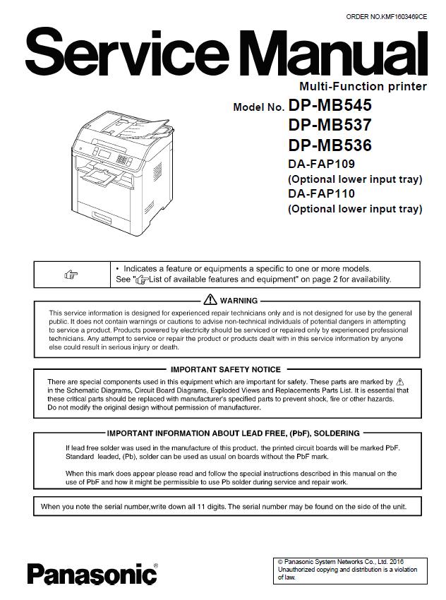Panasonic DP-MB536/DP-MB537/DP-MB545 Service Manual