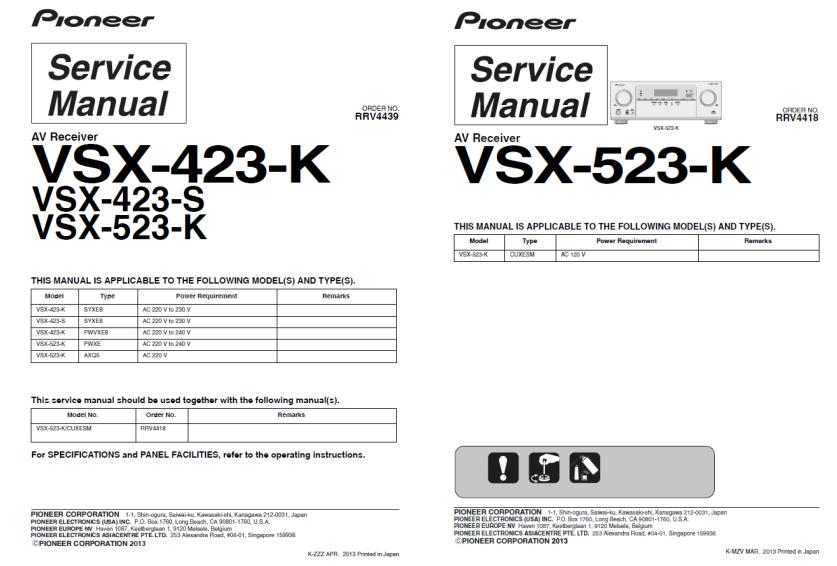 Pioneer VSX-423/VSX-523 Service Manual