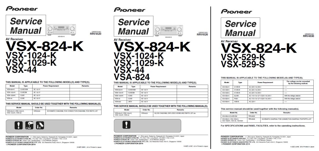 Pioneer VSX-1024/VSX-1029/VSX-44/VSX-529/VSA-824 Service Manual