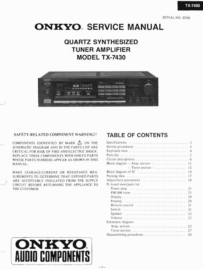 Onkyo TX-7430 Service Manual
