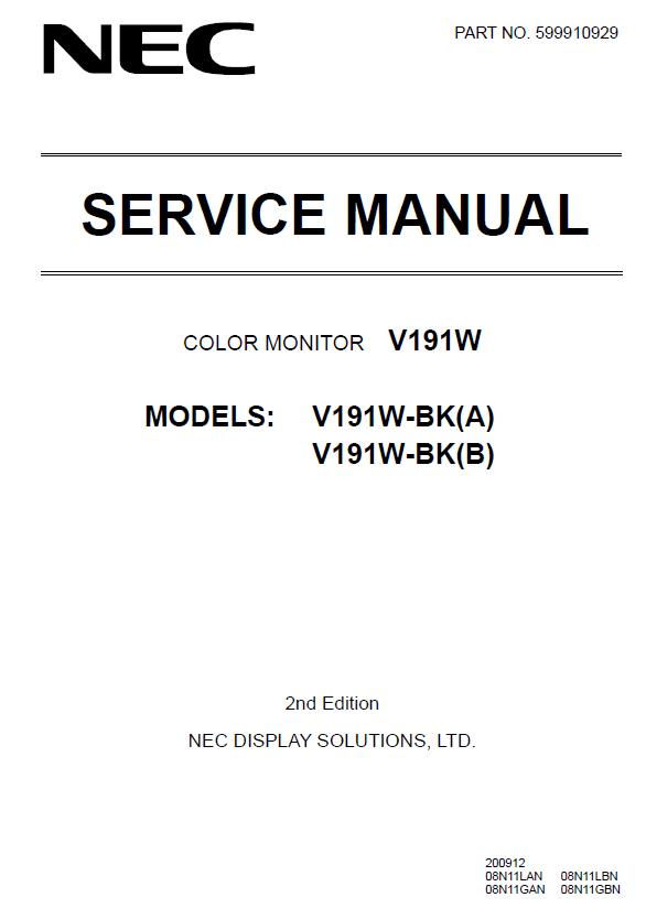 NEC V191W Service Manual