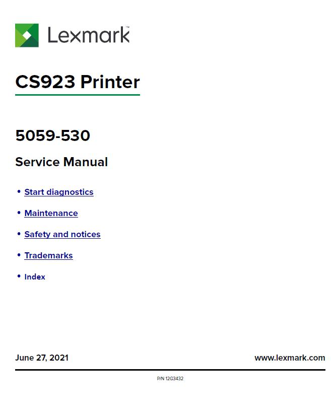 Lexmark CS923 Service Manual