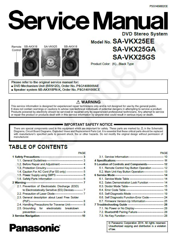 Panasonic SA-VKX25 Service Manual