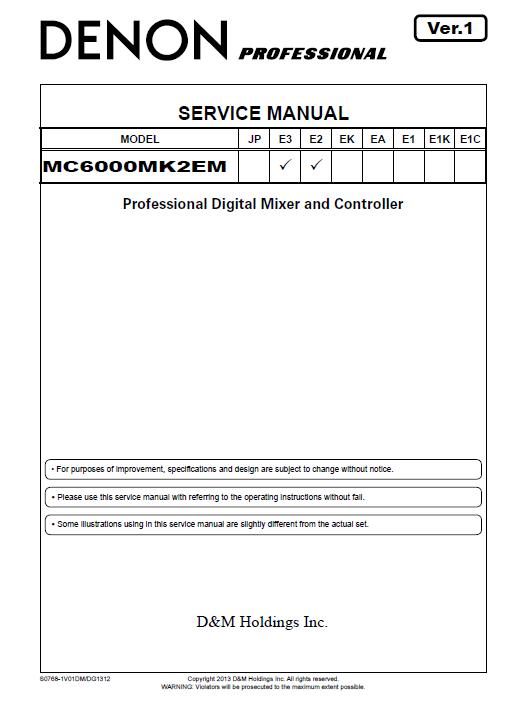 Denon MC6000MK2EM Service Manual