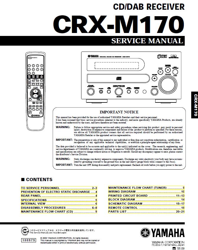 Yamaha CRX-M170 Service Manual