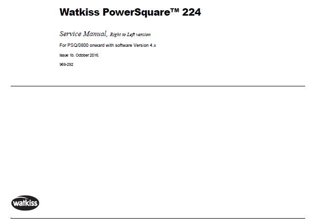Watkiss PowerSquare 224 Service Manual