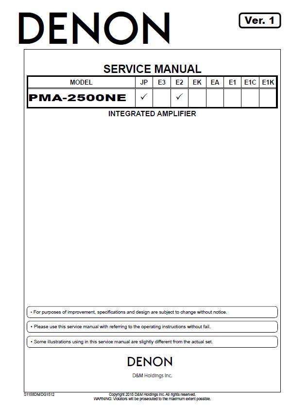 Denon PMA-2500NE Service Manual