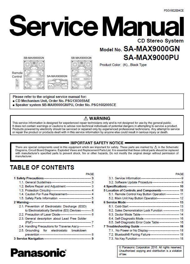 Panasonic SA-MAX9000 Service Manual