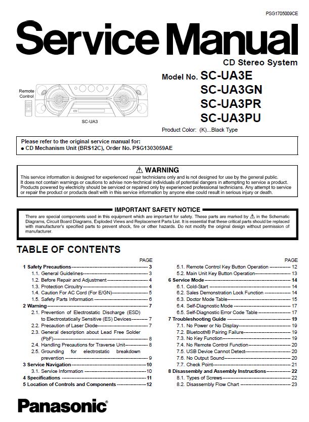 Panasonic SC-UA3 Service Manual