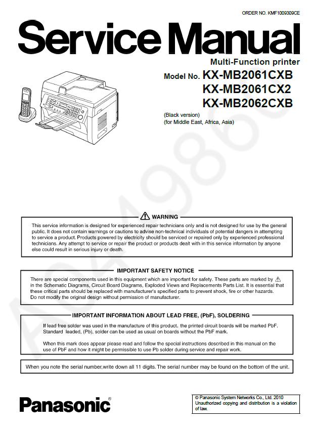 Panasonic KX-MB2061CXB/KX-MB2061CX2/KX-MB2062CXB Service Manual