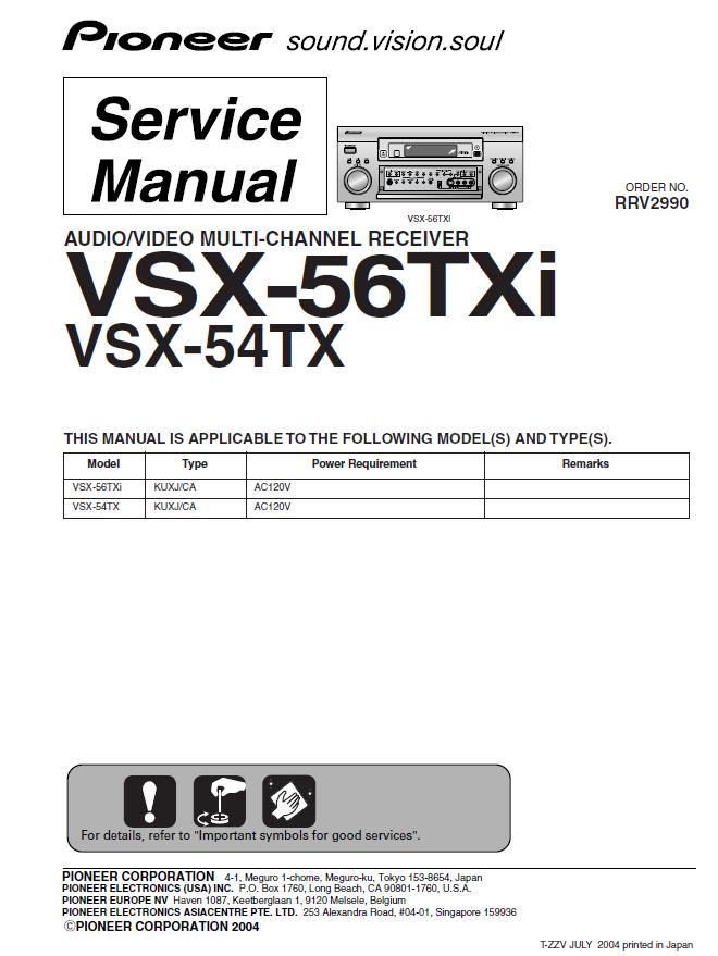 Pioneer VSX-54TX/VSX-56TXi Service Manual