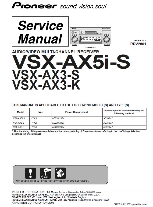 Pioneer VSX-AX3-K/VSX-AX3-S/VSX-AX5i-S Service Manual